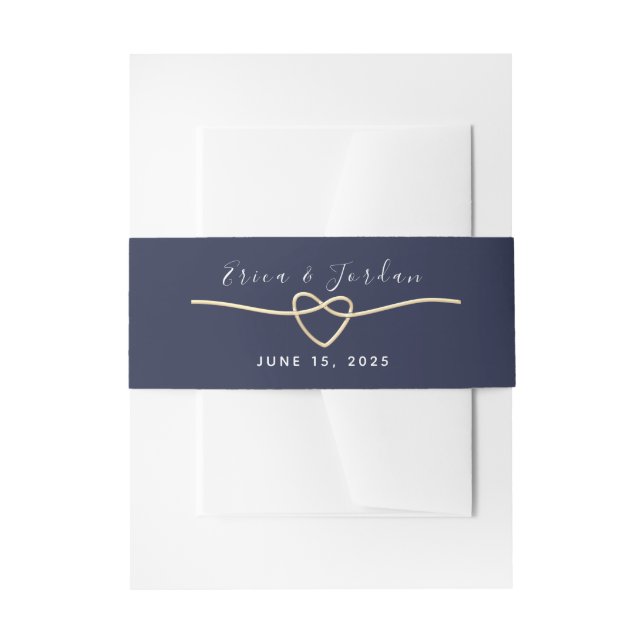 Minimalist Modern Navy Blue Wedding Invitation Belly Band (Front Example)