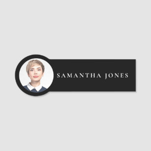 Minimalist Modern Neutral Gold photo Name Tag