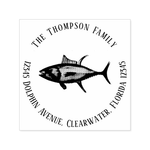 Minimalist Modern Ocean Tuna Fish Simple Self_inking Stamp
