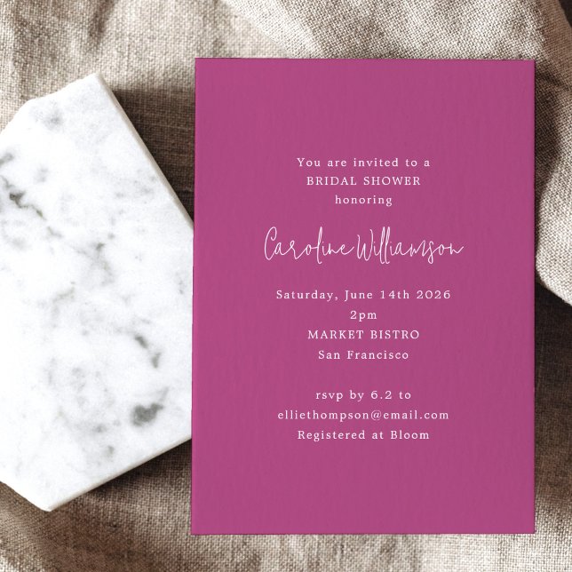 Minimalist Modern Orchid Magenta Bridal Shower Invitation (Creator Uploaded)