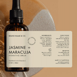 Minimalist Modern Organic Cosmetic Dropper Bottle Label