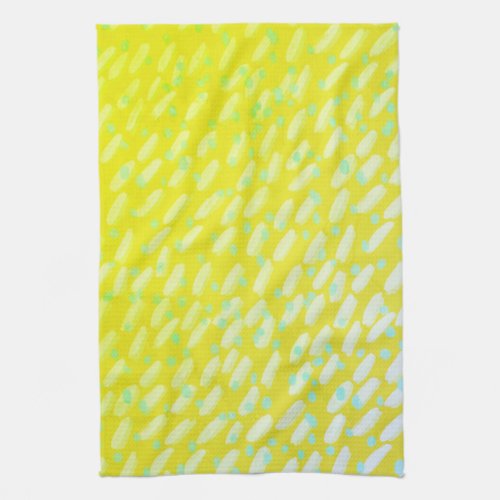 Minimalist modern paint brush dots dashes lime kitchen towel