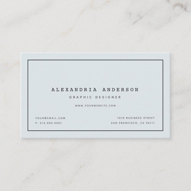 Minimalist Modern Pale Blue Business Card (Front)