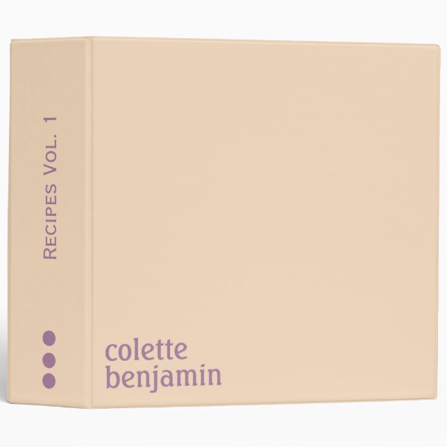 Minimalist Modern Pale Peach & Lavender Purple 3 Ring Binder (Front/Spine)