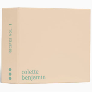 Minimalist Modern Pale Peach & Turquoise-Green 3 Ring Binder