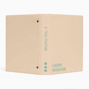 Minimalist Modern Pale Peach & Turquoise-Green Mini Binder