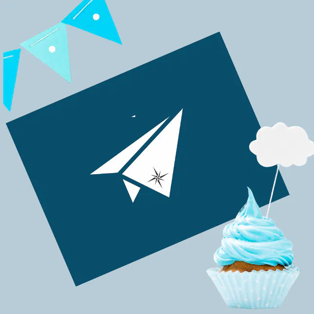 Minimalist Modern Paper Airplane Compass,Birthday Postcard | Zazzle