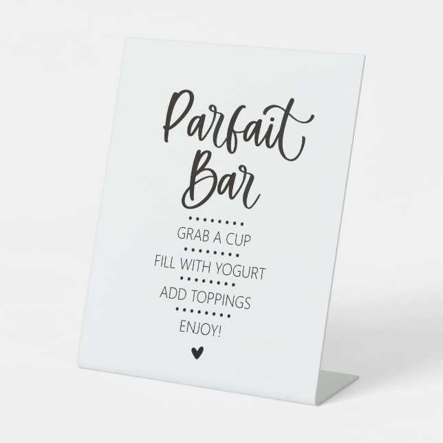 Minimalist Modern Parfait Bar Brunch Pedestal Sign (Front)