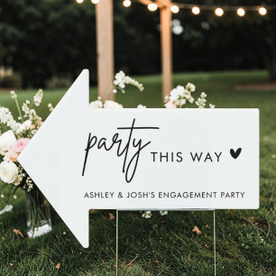 Minimalist Modern Party This Way Arrow Sign