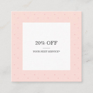 Minimalist Modern + Pastel Pink Pattern Discount Square Business Card