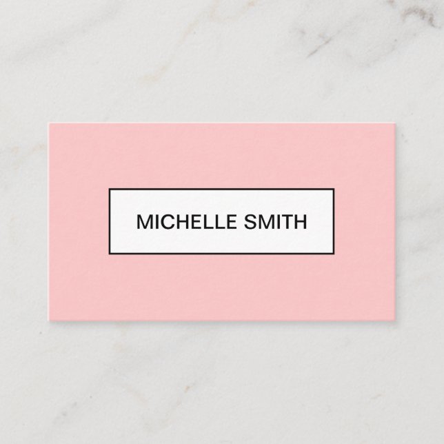 Minimalist modern pastel pink trendy business card (Front)