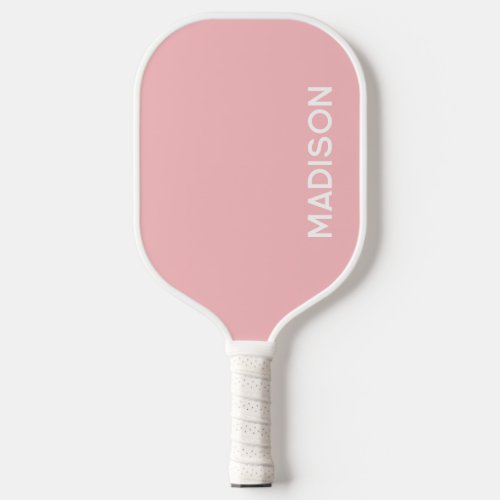 Minimalist Modern Pastel Pink White Monogram Name Pickleball Paddle