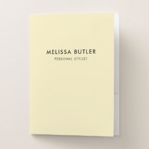 Minimalist Modern Pastel Yellow Pocket Folder