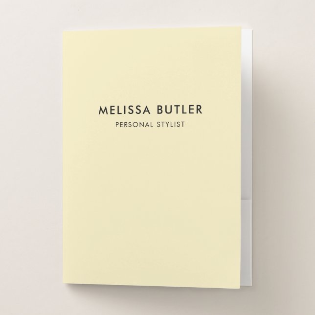 Minimalist Modern | Pastel Yellow Pocket Folder (Front)