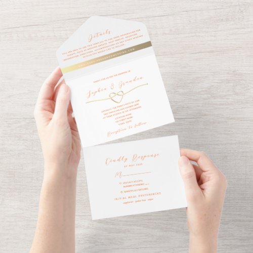 Minimalist Modern Peach Fuzz Wedding All In One Invitation