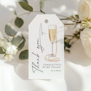 Minimalist modern Pearls and Prosecco Thank you Gift Tags