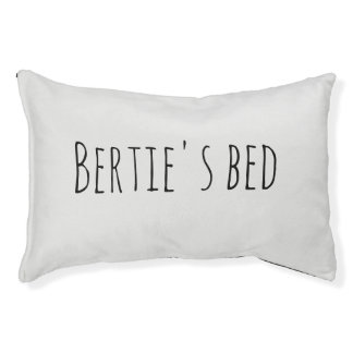 Minimalist, modern, personalised, typography, pet bed