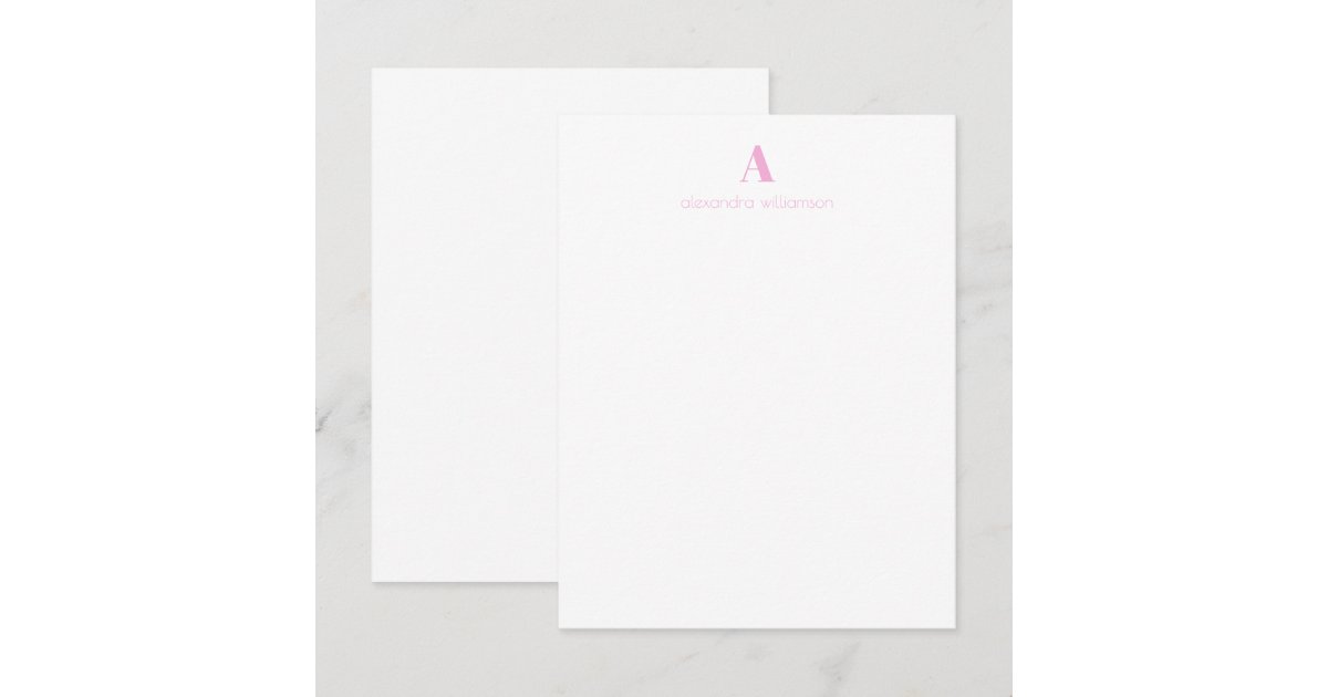 Minimalist Modern Personalized Cute Pink Note Card | Zazzle