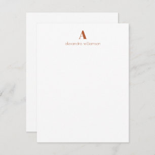Minimalist Modern Personalized Rust Orange Note Card