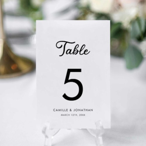 Minimalist Modern Personalized Wedding Table Number