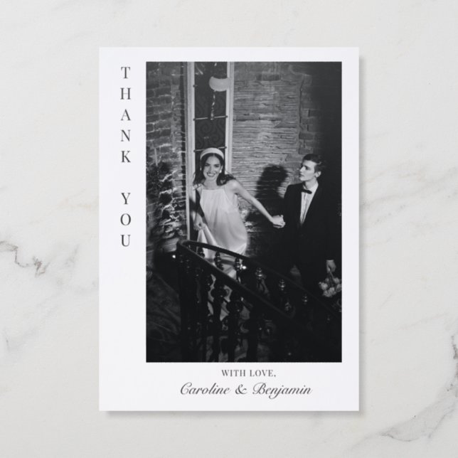 Minimalist Modern Personalized Wedding Thank You Letterpress Photo Cards (Front)