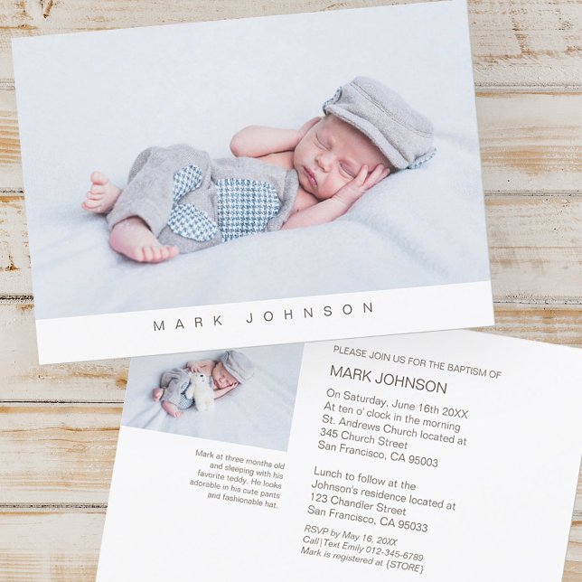 Minimalist Modern Photo Baptism Party Invitation (Creator Uploaded)