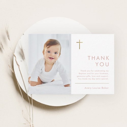 Minimalist Modern Photo Baptism Thank You Card