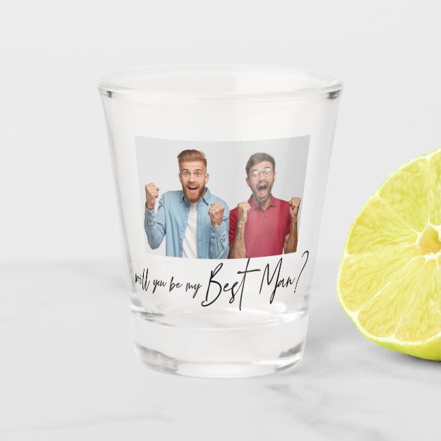Minimalist Modern Photo Best Man Proposal   Shot Glass (Front)