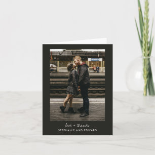 Minimalist Modern Photo Black Folded Blank Love Letterpress Thank You Card