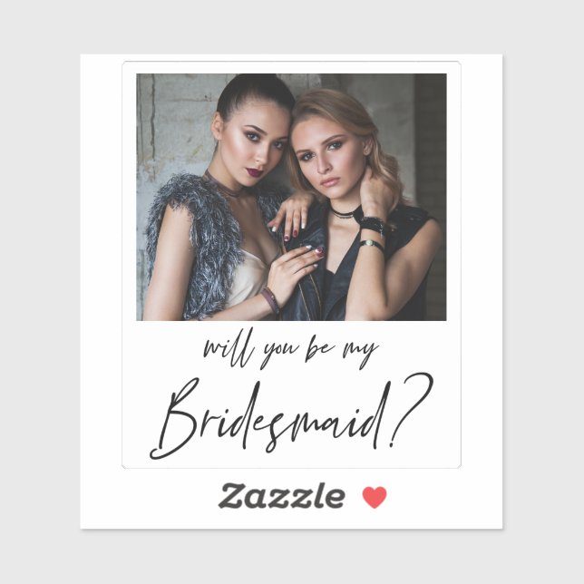 Minimalist Modern Photo Bridesmaid Proposal Sticker (Sheet)