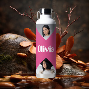 Minimalist Modern Photo Collage Personalized Water Bottle