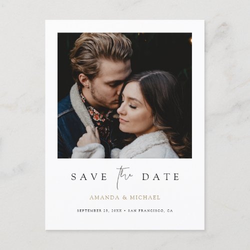 Minimalist Modern Photo Custom Save the Date  Announcement Postcard