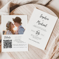 Minimalist Modern Photo Details QR Website Wedding