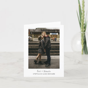 Minimalist Modern Photo Folded Blank Love and  Letterpress Thank You Card