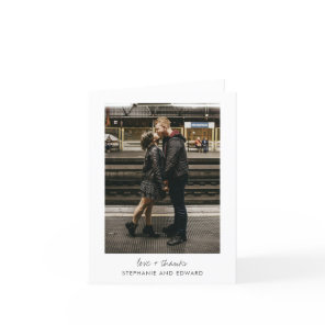 Minimalist Modern Photo Folded Blank Love and  Thank You Card