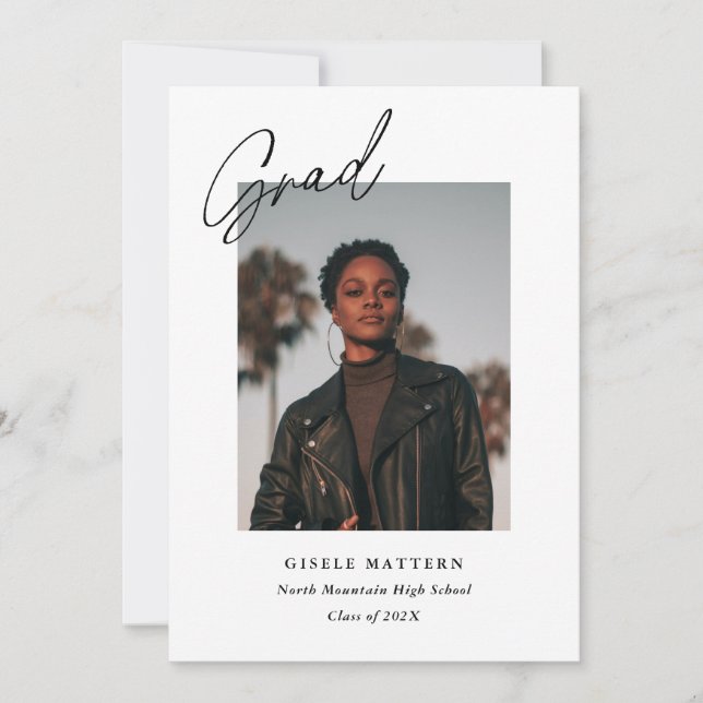 Minimalist Modern Photo Graduation Announcement (Front)