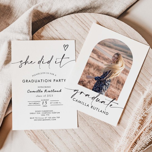 Minimalist Modern Photo Graduation Party Invitation (Creator Uploaded)