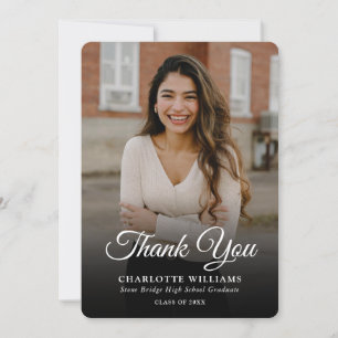Minimalist Modern Photo Graduation Thank You Card