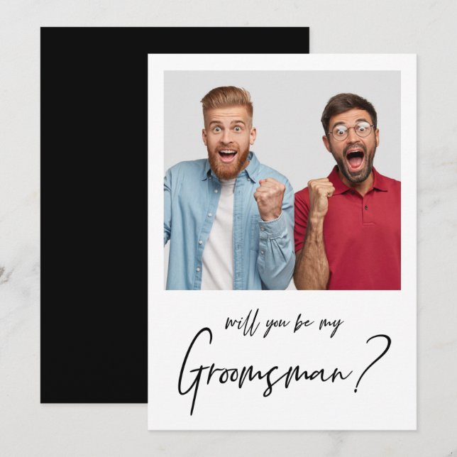 Minimalist Modern Photo Groomsman Proposal Invitation (Front/Back)