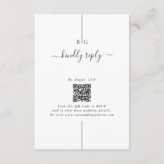 Minimalist Modern Photo Inline Monogram Wedding Enclosure Card (Front)