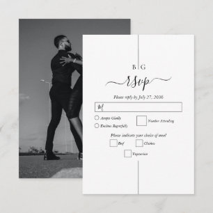 Minimalist Modern Photo Inline Monogram Wedding RSVP Card