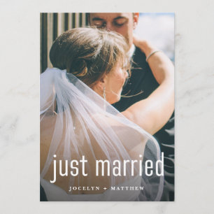 Minimalist Modern Photo Just Married Reception Invitation