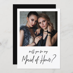 Minimalist Modern Photo Maid of Honor Proposal Invitation