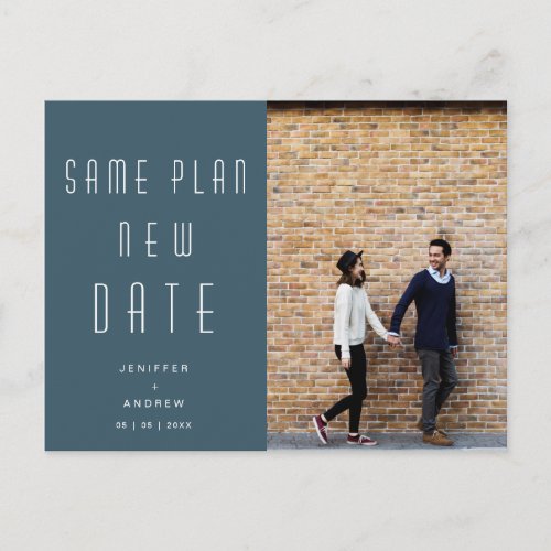 Minimalist modern Photo new wedding date Postcard