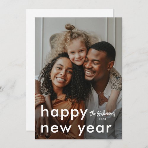 Minimalist Modern Photo New Years Holiday Card