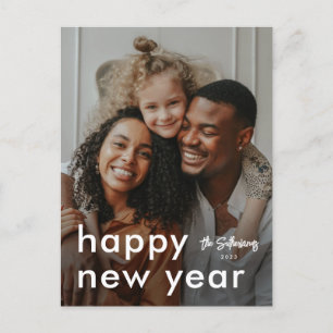 Minimalist Modern Photo New Years Holiday Postcard