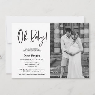 Minimalist Modern Photo Oh Baby Shower Invitation
