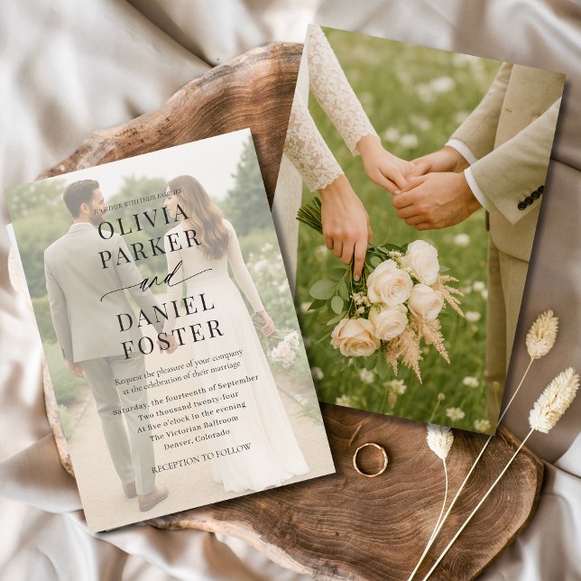 Minimalist Modern Photo Overlay Wedding Invitation (Creator Uploaded)