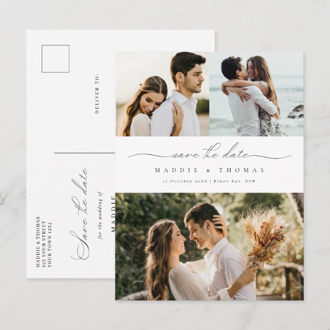 Minimalist modern photo Save the Date Invitation Postcard (Front/Back)