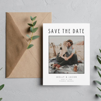 Minimalist Modern Photo Save The Date Wedding Announcement Postcard by stylelily at Zazzle